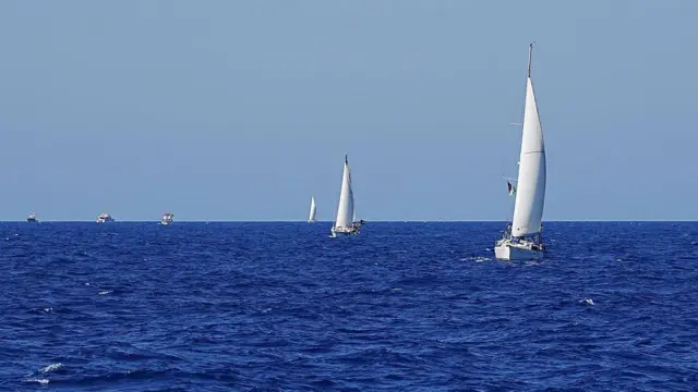 La Flotilla Global Sumud en el mar. 