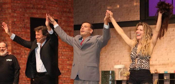 Gustavo Bermúdez, Martín Bossi y Laurita Fernández: Foto gentileza: Movilpress