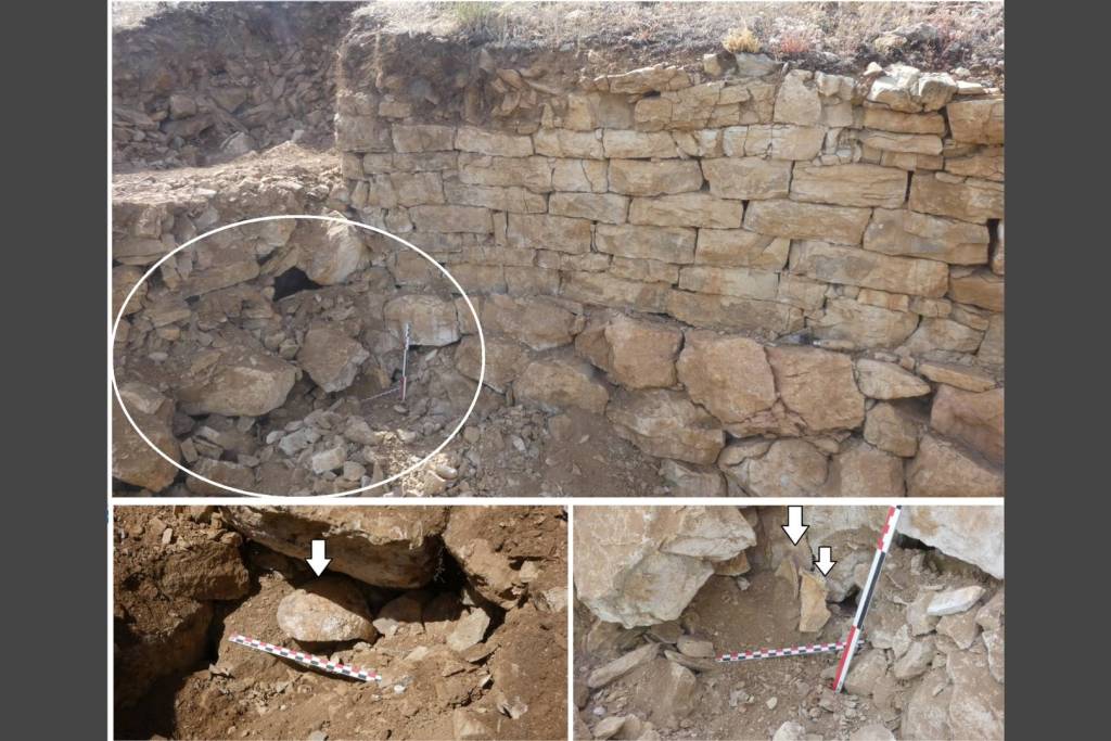 Zona situada bajo el módulo de la muralla CF 6 donde, durante la campaña de excavación de 2020, se localizaron varios materiales