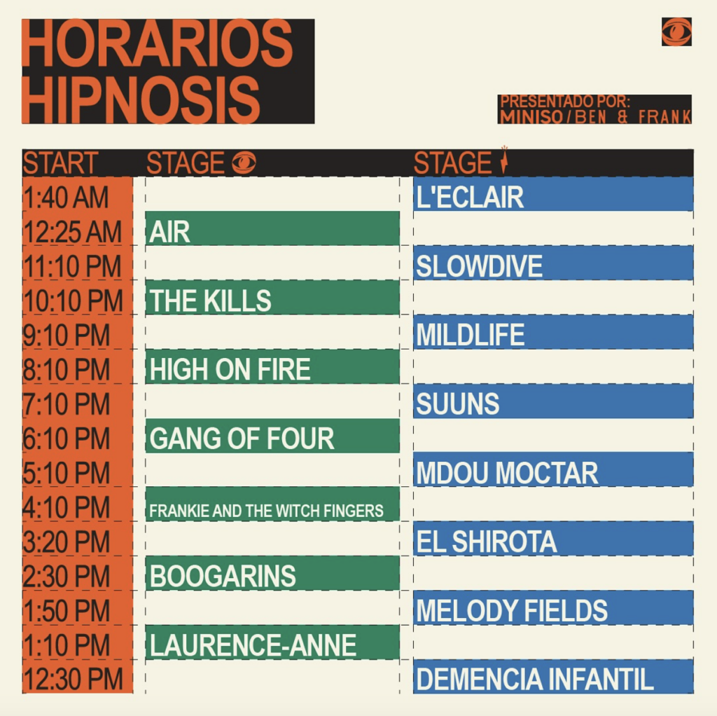 Horarios del festival Hipnosis 2024.