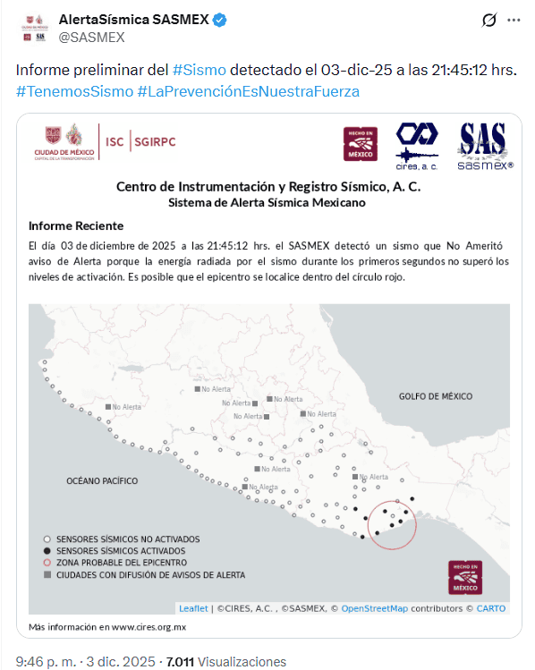 X / @SASMEX X / @SASMEX