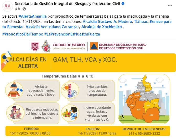 FACEBOOK / Secretaría de Gestión Integral de Riesgos y Protección Civil FACEBOOK / Secretaría de Gestión Integral de Riesgos y Protección Civil