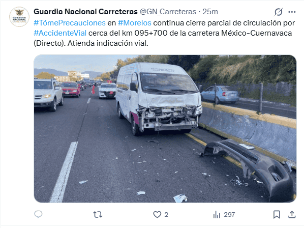  Publicación de la Guardia Nacional. X / @GN_Carreteras