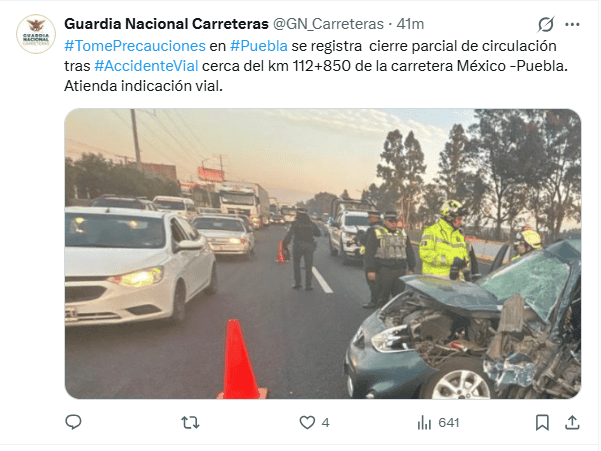 Publicación de la Guardia Nacional. X / @GN_Carreteras Publicación de la Guardia Nacional. X / @GN_Carreteras