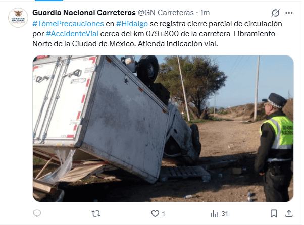   Publicación de la Guardia Nacional. X / @GN_Carreteras