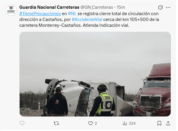   Publicación de la GN. X / @GN_Carreteras