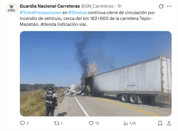 Publicación de la GN. X / @GN_Carreteras Publicación de la GN. X / @GN_Carreteras