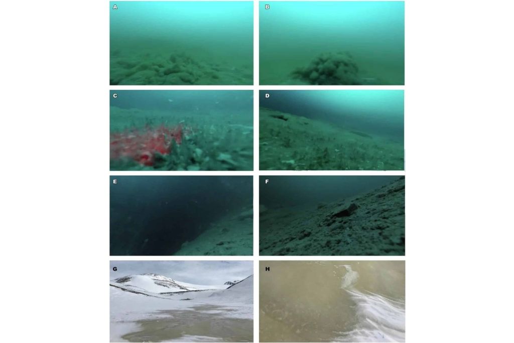 Exploración subacuática del Lago Enigma en tres puntos de perforación, donde también se observó ingreso de agua de deshielo desde el glaciar Amorphous el 3 de enero de 2020