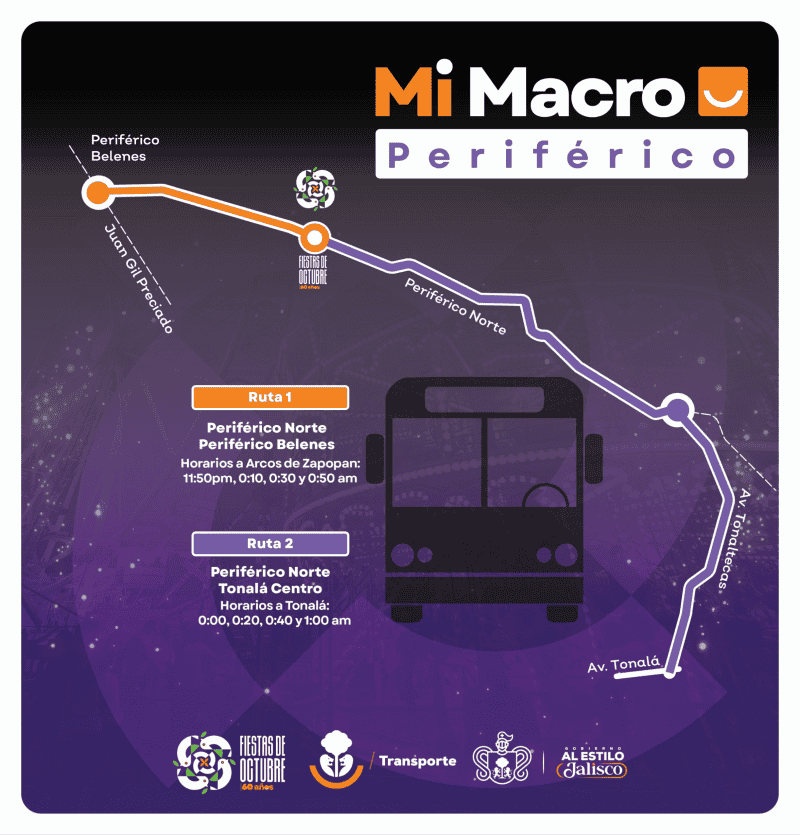 Las dos rutas especiales con servicio nocturno en Mi Macro Periférico, desde Periférico Norte, tendrán salidas cada 20 minutos. ESPECIAL Las dos rutas especiales con servicio nocturno en Mi Macro Periférico, desde Periférico Norte, tendrán salidas cada 20 minutos. ESPECIAL
