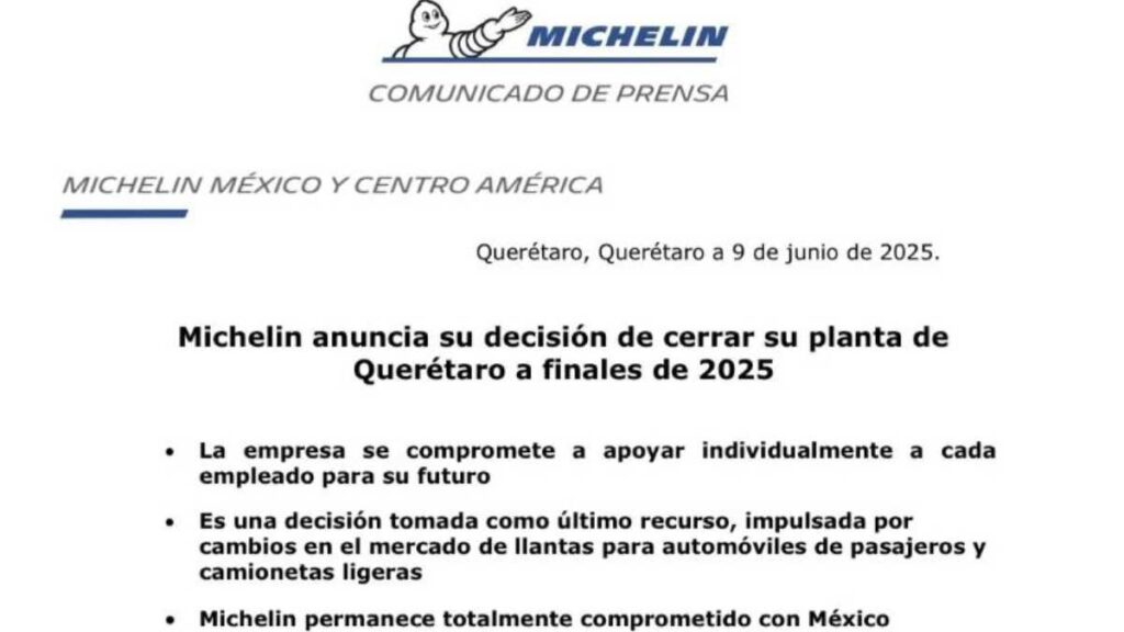 Fragmento comunicado Michelin