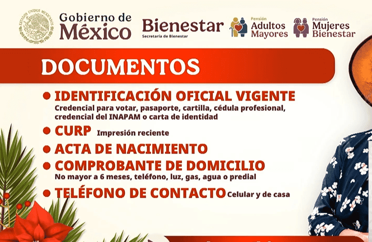  Documentos necesarios para el registro de la Pensión Bienestar. ESPECIAL