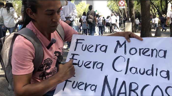 Alex, asistente a la llamada Marcha de la generación Z, reclamó la falta de acción del Gobierno en materia de seguridad.