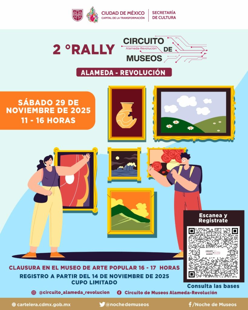 Flyer del rally de museos en CDMX.
