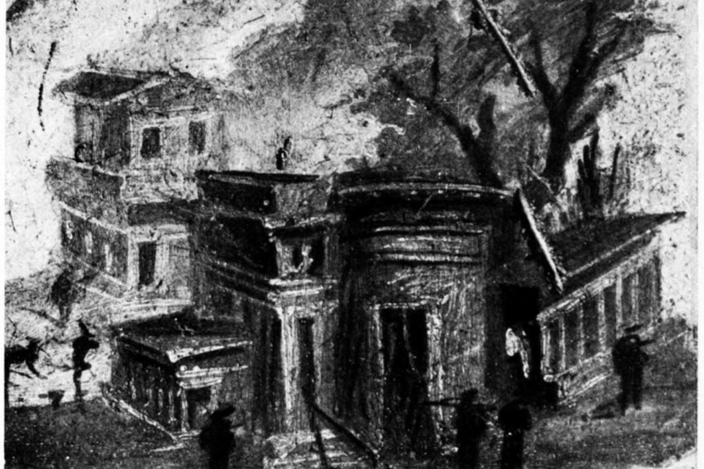 En los frescos de otra villa, conocida como la Casa de la Fuente Pequeña, se representan torres que formaban parte del paisaje urbano de Pompeya