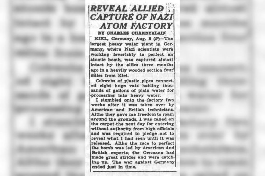 Titular de la época anuncia la toma de la principal planta alemana de agua pesada, clave para el programa nuclear nazi