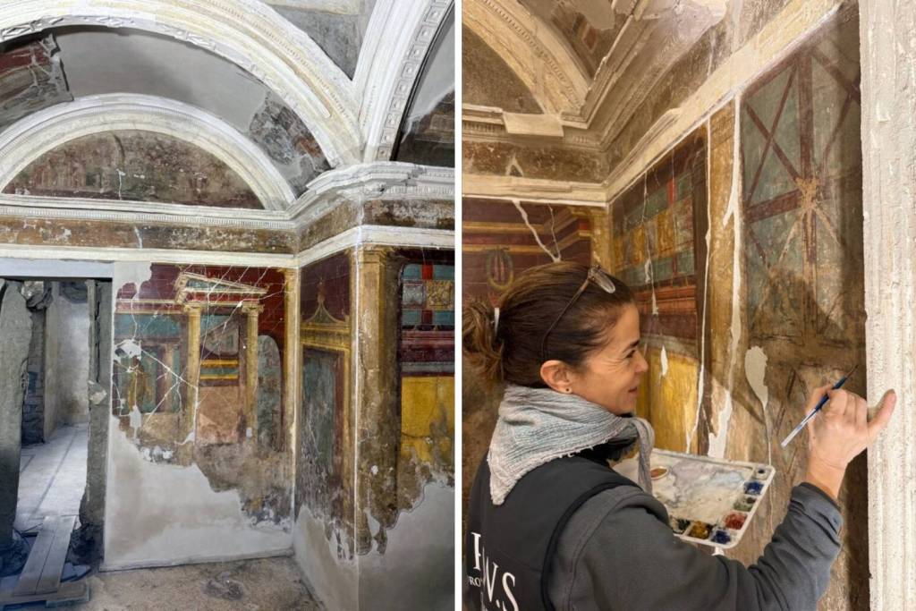 También se están llevando a cabo labores de restauración en algunas de las estancias más ricamente decoradas de la villa
