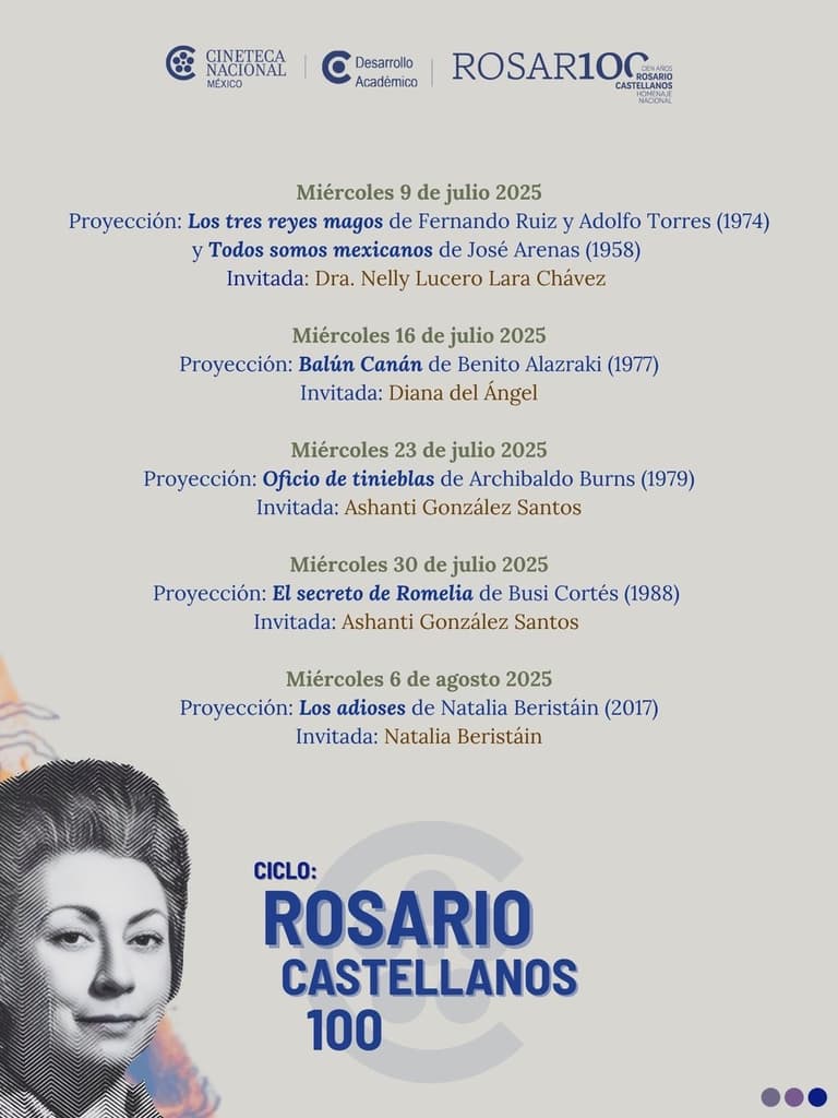 La Cineteca Nacional celebra a Rosario Castellanos con cine gratis y charlas | Foto: Cineteca Nacional