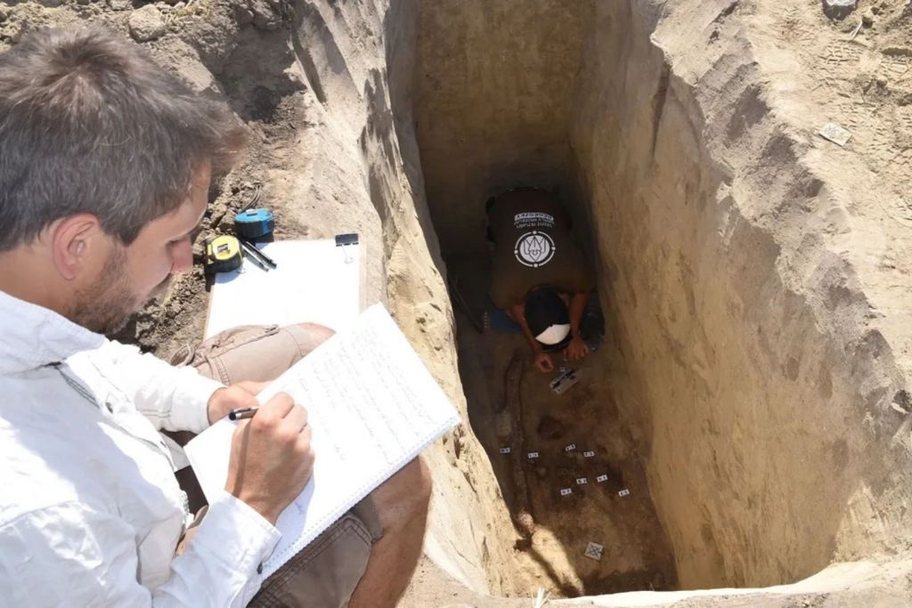 La tumba fue localizada en las proximidades de la ciudad húngara de Székesfehérvár, tras identificar marcas en los cultivos a través de imágenes captadas por satélite