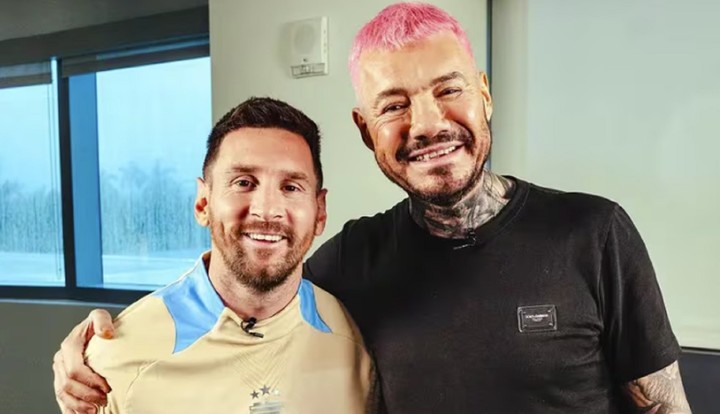 Tinelli y Messi en la charla que hicieron el año pasado en Miami. Foto: América TV.