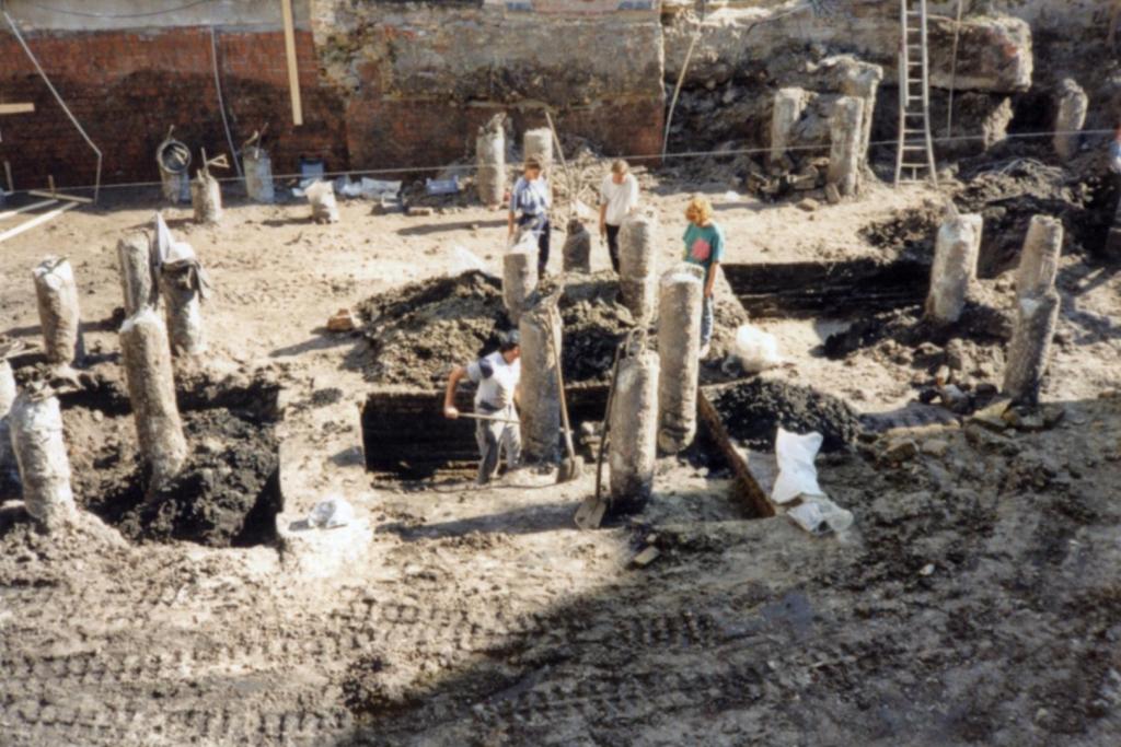 Fotografía del yacimiento arqueológico, con la letrina analizada ubicada en el centro de la imagen